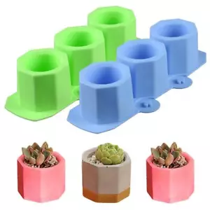 2 Pcs Flower Pot Silicone Molds Concrete Cement Plaster Moulds Candle Holder - Picture 1 of 7