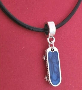 Skateboard Necklace Leather Skater gift Skating Skate Deck Pendant and Cord - Picture 1 of 6