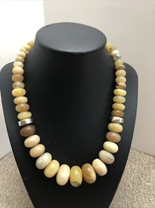 Jay King Yellow Opal Large Sterling Silver 925 Necklace - Picture 1 of 3