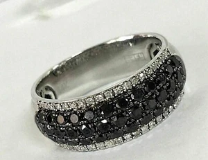 2CT Round Cut Lab Created Black Diamond Wedding Band Ring 14K White Gold Finish - Picture 1 of 6