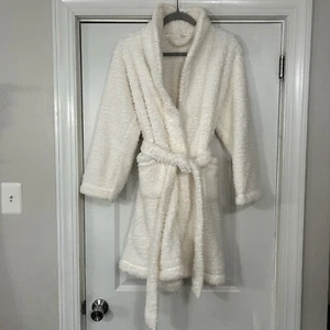 Pottery Barn Teddy Bear Belted Robe White Women’s S Faux Fur Plush Sherpa Soft - Picture 1 of 11