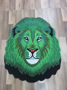 Handmade Tufted Lion-Shaped Rug - Green Safari Theme | Unique Home Decor - Picture 1 of 10