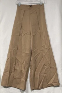 Extra High Waist Flare Fly Away Layered Pants Brown Women Size Small Zipper - Picture 1 of 5