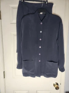 Vtg Jones New York 2 Suit 8 Navy Blue 100% SILK Women’s Skirt& Blazer - Picture 1 of 12