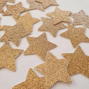 Stars die cut punchies card making scrapbooking cake toppers rose gold glitter - Picture 1 of 4
