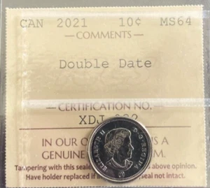 Canada - 10 Cents - 2021 - Double Date - ICCS Certified - MS-64 - Picture 1 of 3