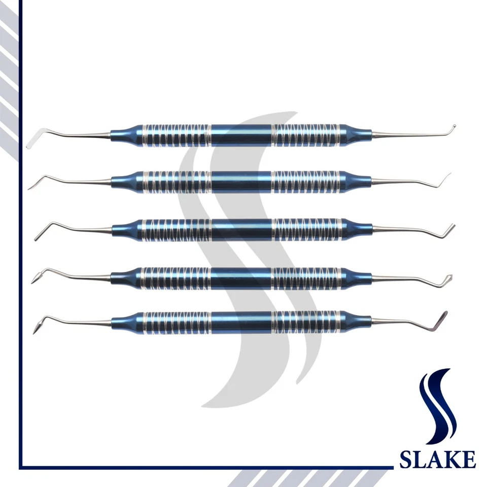 SLAKE 5 Pcs Dental Composite Filling Instrument Blue Titanium Coated Restorative Kit