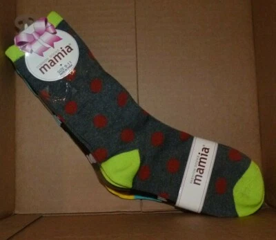 NEW MAMIA 3 Pack Polka Dot -Fashion Socks Women Ladies 9-11 Multi Color NWT T435 - Image 1 of 3