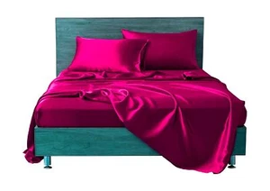 4 Pc Silk Satin Sheets Set | Silk Satin Fitted Sheet | Silk Satin Flat Sheet ... - Picture 1 of 8