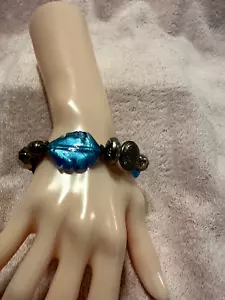 Stretch Bracelet with Dangle Charms and Glass Beads - Picture 1 of 3