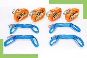 4x Spanngurt Auto Transport Zurrgurt Radsicherung PKW Quergurt orange 2,5 m - Bild 1 von 4