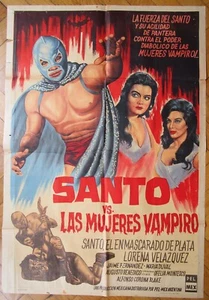 1962 SANTO VS LAS MUJERES VAMPIRO Lorena Velazquez 1SH FILMPLAKAT seltene Auflage - Bild 1 von 4
