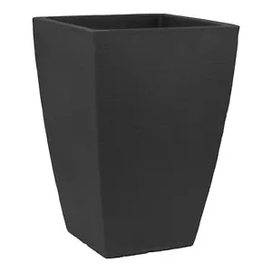 Tusco Modern Tall Square Polyethylene In/Outdoor Flower Pot Planter, Black, 19" - Picture 1 of 2