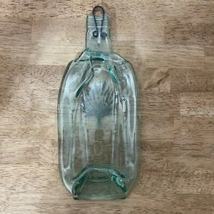 Glaskunst Upcycling Deko abgeflachte Flasche Käsebrett, Löffelablage, Floral - Bild 1 von 3
