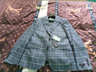Moncrief Single Breasted 2PC Arklet Suit Grey Windowpane UK 38 EU 48 RRP &#163;1200