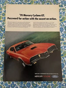 Vintage 1969 Print Ad Featuring 1970 Mercury Cyclone GT - Picture 1 of 7