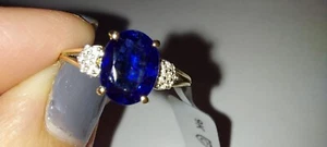 Himalayan Kyanite - 'Nilamani' ring with natural Cambodian zircons - Picture 1 of 5