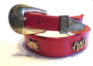 Silver Animals Western Silvercreek Red Ladies Waist 1 3/8" Belt SZ S/M 67 - Picture 1 of 4