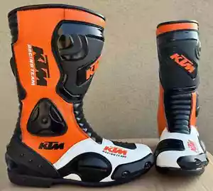 KTM Herren Leder lang CE Motorrad Motorrad Rennsport Schuhe Stiefel-37-41-43-44 - Bild 1 von 4