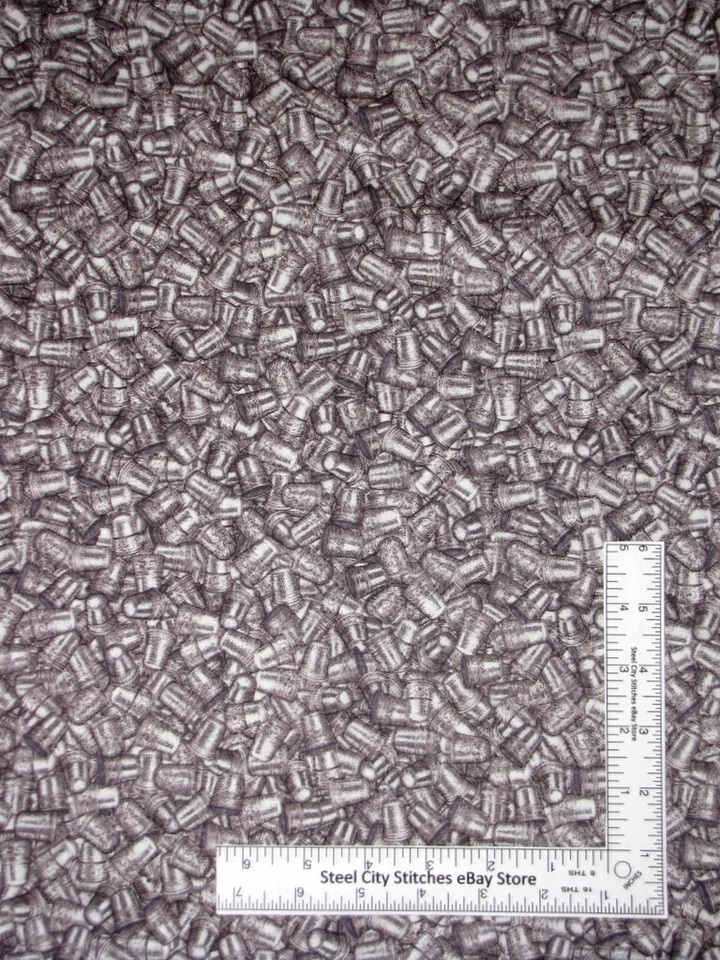 Sewing Thimbles Allover Gray Cotton Fabric Miss Sew & Sew RJR By The Yard - Image 1 of 1