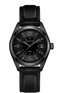New Hamilton Khaki Field Black Dial Canvas Strap Men's Watch H68401735 - Foto 1 di 2