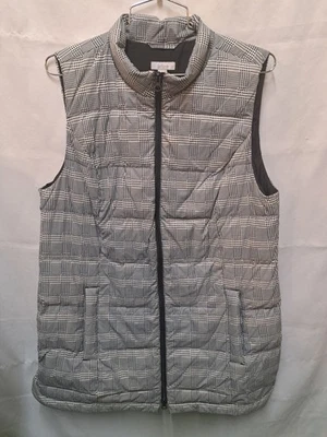 Chaleco acolchado de pata de gallo a cuadros Jill Down talla mediana Foto 1 de 4