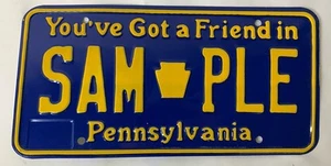 Pennsylvania Muster Nummernschild - You’ve Got A Friend "SAMPLE" - blau/gelb - Bild 1 von 6