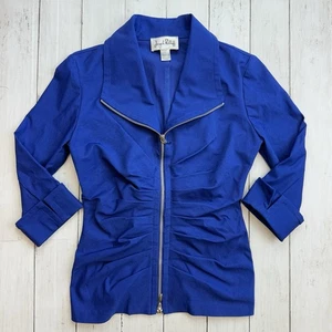 Chaqueta Joseph Ribkoff Azul Cremallera Cintura Acanalada Cuello Media Mangas Para Mujer’s 4 - Imagen 1 de 6