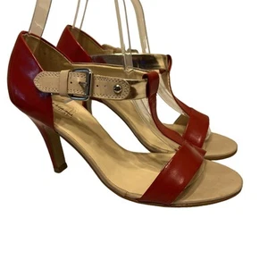 Mariana by Golc Roberta Red & Gold Heels Sandals Retro Slingback Women’s Size 7 - Picture 1 of 8