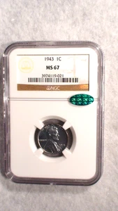 1943 P Lincoln Wheat Cent NGC MS67 CAC HI GRADE STEEL 1C Coin PRICED TO SELL! - Picture 1 of 4
