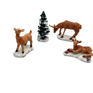 Juego de figuras de poliresina pintadas a mano Lemax Carole Towne ciervos y árboles del bosque de colección - Imagen 1 de 19