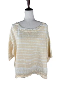 Camisa Top Pure Jill Jill Lino Amarilla Cuadrada Verano Playa Costera Pequeña Mediana - Imagen 1 de 8