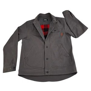 Off The Grid Torch Canvas Shacket Mens Large Gray Flannel Lined Snap Jacket - Picture 1 of 23
