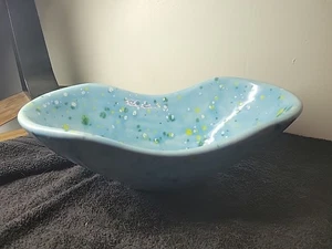 Retro Multicolored Blue Yellow And Green Candy/Fruit Dish 3x11 - Picture 1 of 7