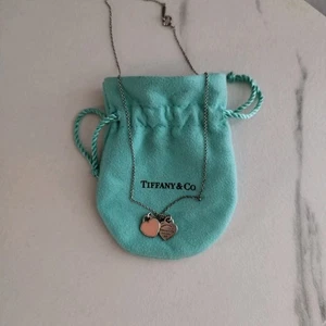Tiffany & Co. Doppelherz-Halskette Rosa Silber mit Beutel - Bild 1 von 3