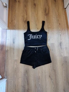 Juicy Couture Black Velour Two Piece Set In Womens Size Medium - Picture 1 of 3