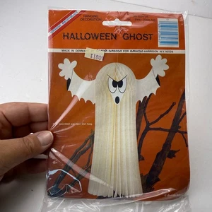 Vintage 80s Amscan hanging halloween ghost honeycomb paper decor NOS - Picture 1 of 3