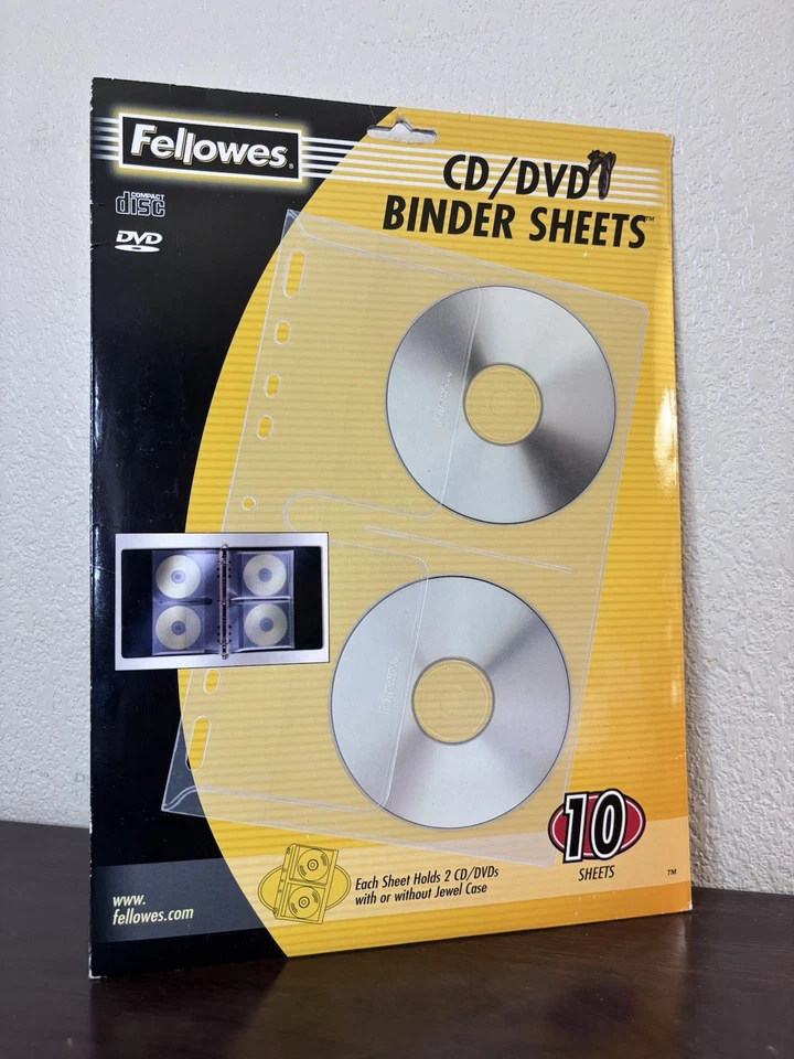 Fellowes CD DVD Protective 3 Ring Binder Sleeves Holds 20 Discs / 10 Sheets — 第 1/4 张图片