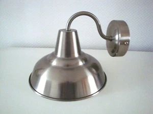 BRUSHED STEEL INDOOR WALL LIGHT GAMES ROOM ? WHITE REFLECTOR BASE MAX 40 WATT - Picture 1 of 3