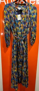 Brora Liberty Print Shirt Maxi Dress Button,Belted,Cobalt Palm,Size 10,RRP £245 - Picture 1 of 3