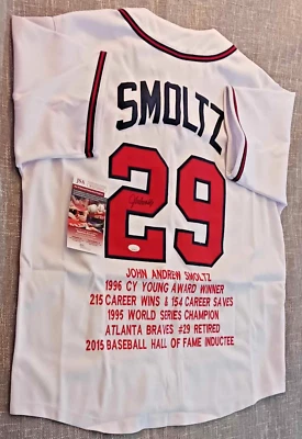 John Smoltz Atlanta Braves Signed Career Stats Jersey JSA Authenticated - Image 1 of 2