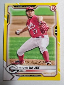 Trevor Bauer 2021 Bowman Yellow Parallel 64/75 #9