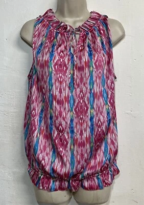 Фиолетовый Claire большой без рукавов блузка розовый синий оборки шеи бак  - Изображение 1 из 4