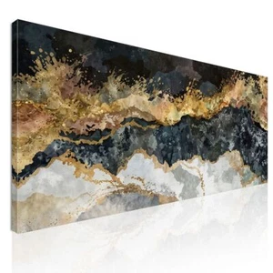 Quadro Forme Astratte Onde Dorate Al Tramonto , absh33 quadro stampa su tela - Imagen 1 de 6