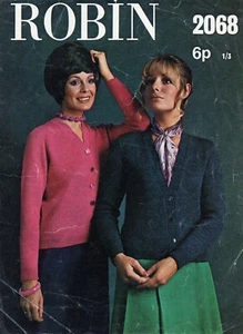 ~ Vintage 1971 Robin Knitting Pattern For  Lady High & Low V-Neck Cardigan ~ - Picture 1 of 1