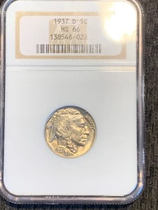 1937 D Buffalo Nickel NGC MS 66 - Picture 1 of 3