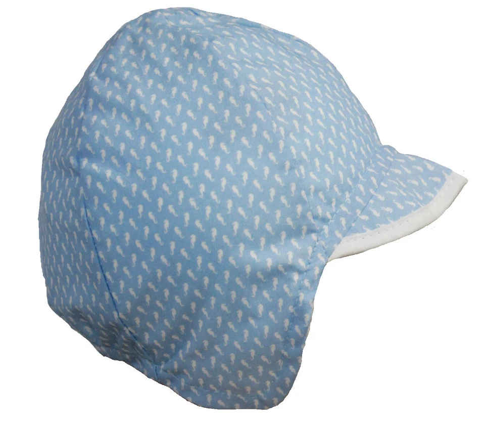 Maximo Baby Mütze Schildmütze Bindemütze UPF 40 hellblau gemustert