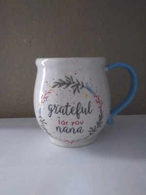 TAZA/TAZA DE CAFÉ AGRADECIDA POR TI NANA (ETIQUETA) CON INTERIOR Y ASA AZUL AQUA Foto 1 de 4