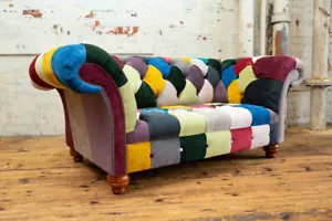 Chesterfield 2 Sitzer Sofa Textil Couch Polster Design Zweisitzer Bunt Sofas Neu - Bild 1 von 12