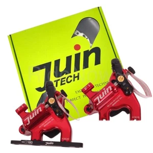 JUIN TECH F1 Hydraulic Flat mount Road CX Disc Brake set 160mm w/ Rotor ,Red - Picture 1 of 10